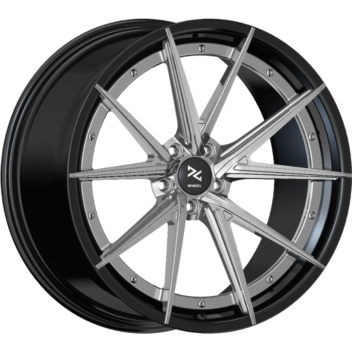 ID2 Brushed Titanium / Gloss Black